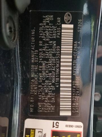 2019 TOYOTA CAMRY L 4T1B11HK1KU752699