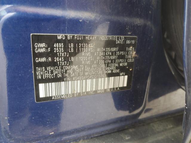2016 SUBARU OUTBACK 2. - 4S4BSAFCXG3213763
