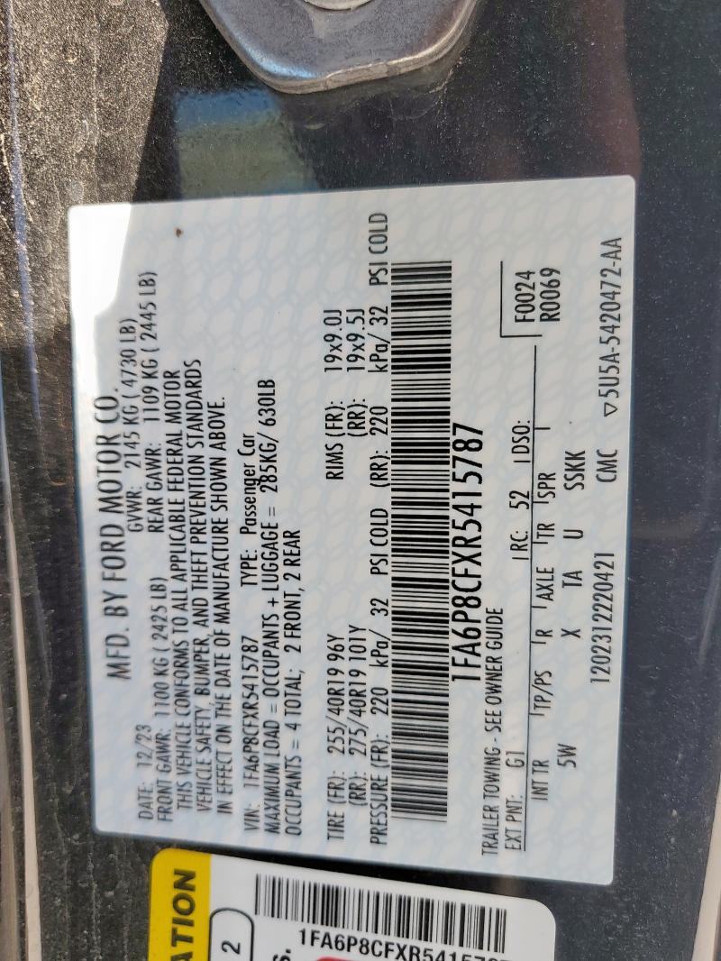 2024 FORD MUSTANG GT 1FA6P8CFXR5415787