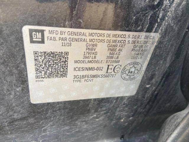 2019 CHEVROLET CRUZE PREM 3G1BF6SM8KS560797