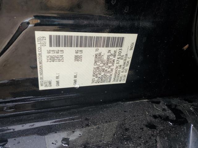 2019 NISSAN MAXIMA S 1N4AA6AV2KC376303