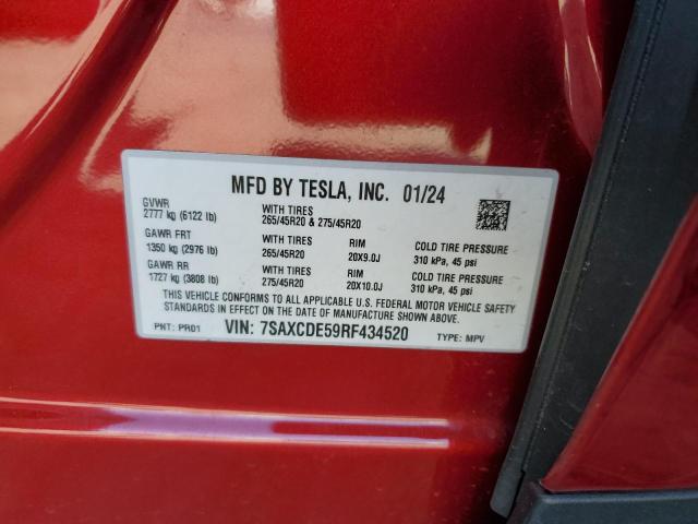 2024 TESLA MODEL X 7SAXCDE59RF434520