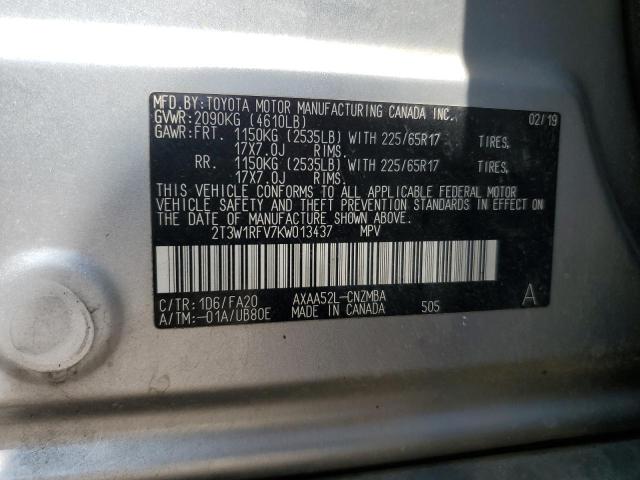 2019 TOYOTA RAV4 XLE - 2T3W1RFV7KW013437