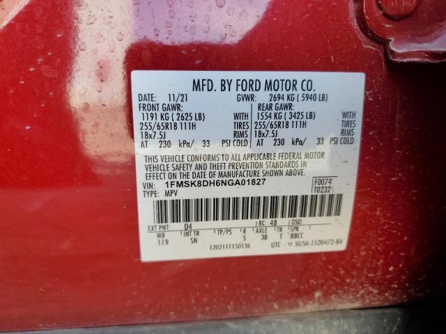 2022 FORD EXPLORER X 1FMSK8DH6NGA01827