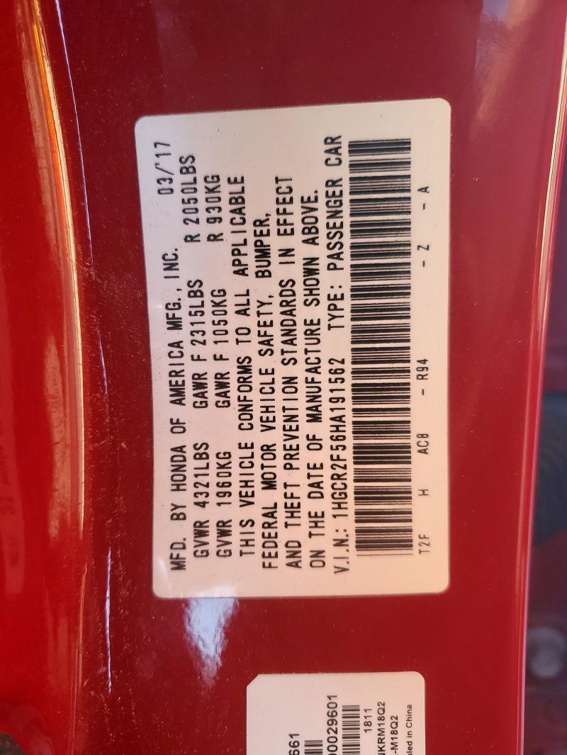 2017 HONDA ACCORD SPO - 1HGCR2F56HA191562