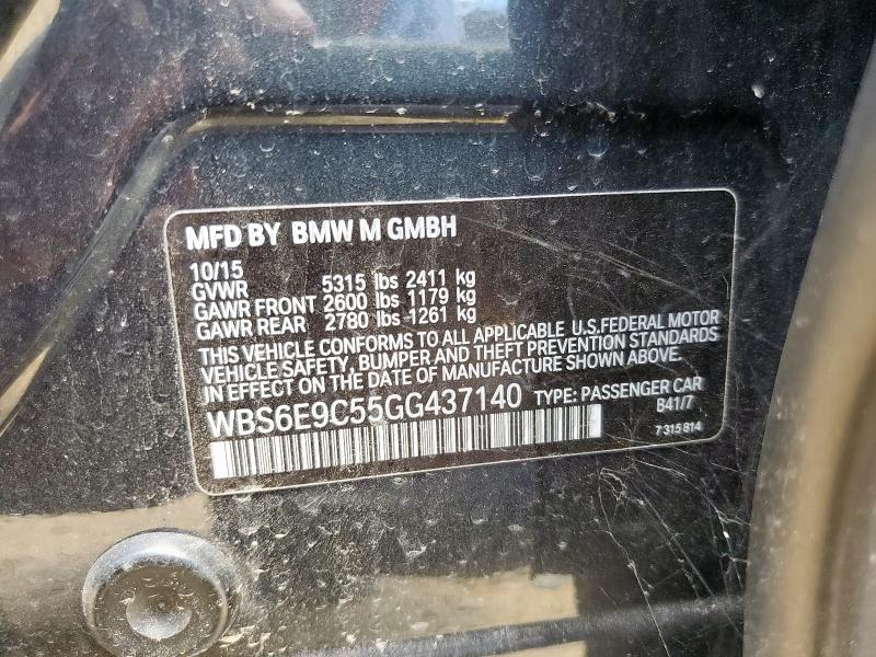 2016 BMW M6 GRAN CO WBS6E9C55GG437140