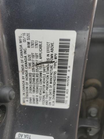 2016 HONDA CR-V EXL - 2HKRM4H7XGH632795