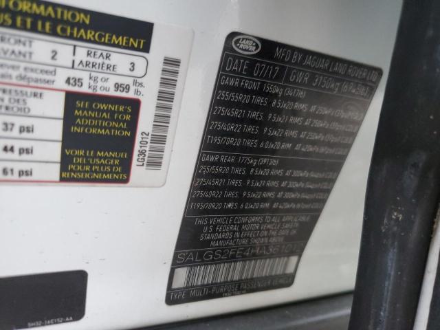 2017 LAND ROVER RANGE ROVE SALGS2FE4HA361012