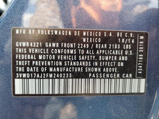 2015 VOLKSWAGEN JETTA SE 3VWD17AJ2FM240233