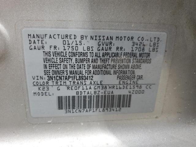 2015 NISSAN VERSA S 3N1CN7AP1FL893412