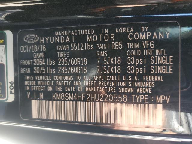 2017 HYUNDAI SANTA FE SE KM8SM4HF2HU220558