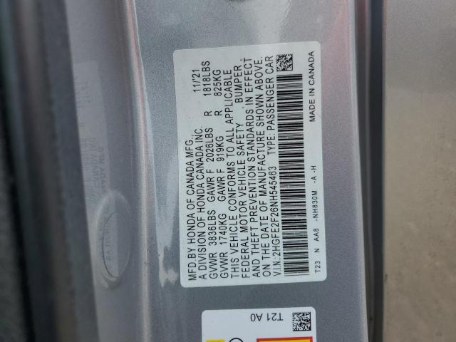 2022 HONDA CIVIC LX - 2HGFE2F26NH545463