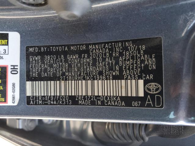 2019 TOYOTA COROLLA L - 2T1BURHE1KC199618