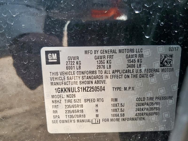 2017 GMC ACADIA SLT 1GKKNULS1HZ250504