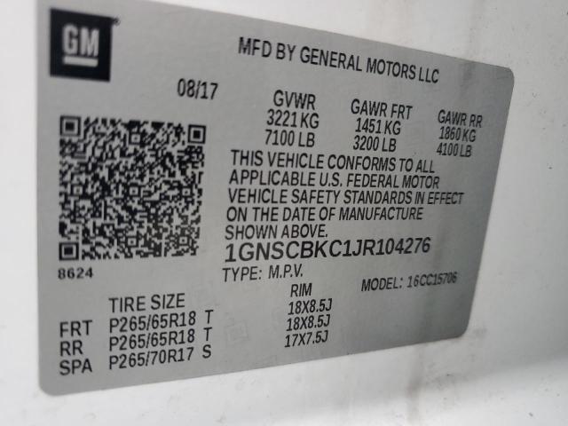 2018 CHEVROLET TAHOE C150 1GNSCBKC1JR104276