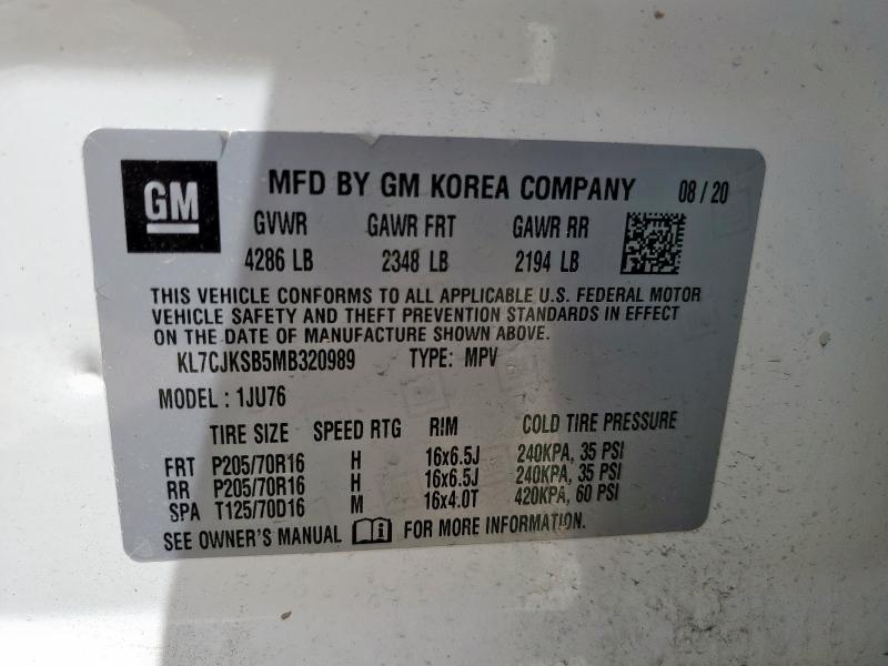 2021 CHEVROLET TRAX LS KL7CJKSB5MB320989