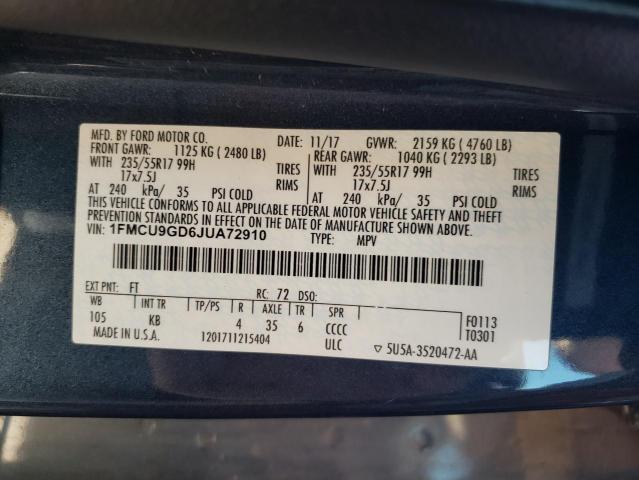 2018 FORD ESCAPE SE - 1FMCU9GD6JUA72910
