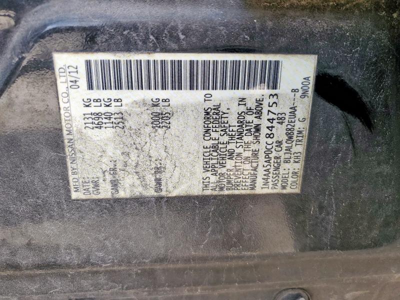 2012 NISSAN MAXIMA S - 1N4AA5AP0CC844753