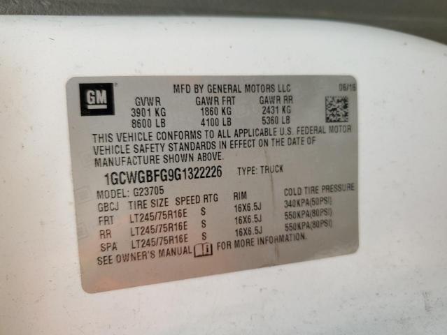 2016 CHEVROLET EXPRESS G2 1GCWGBFG9G1322226