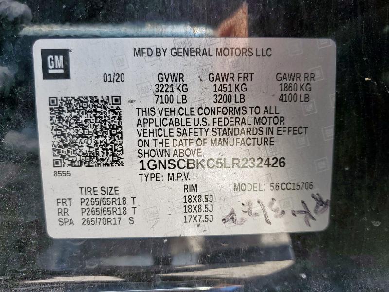 2020 CHEVROLET TAHOE C150 1GNSCBKC5LR232426