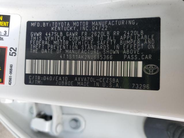 2022 TOYOTA CAMRY NIGH 4T1S11AK2NU685366