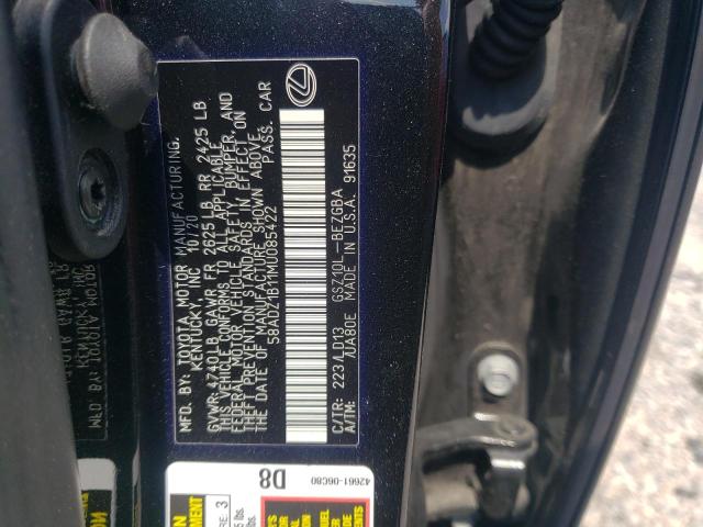 2021 LEXUS ES 350 BAS 58ADZ1B11MU085422