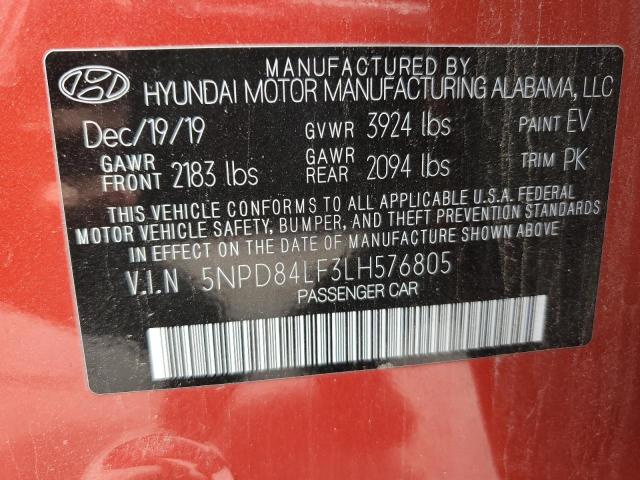 2020 HYUNDAI ELANTRA SE 5NPD84LF3LH576805