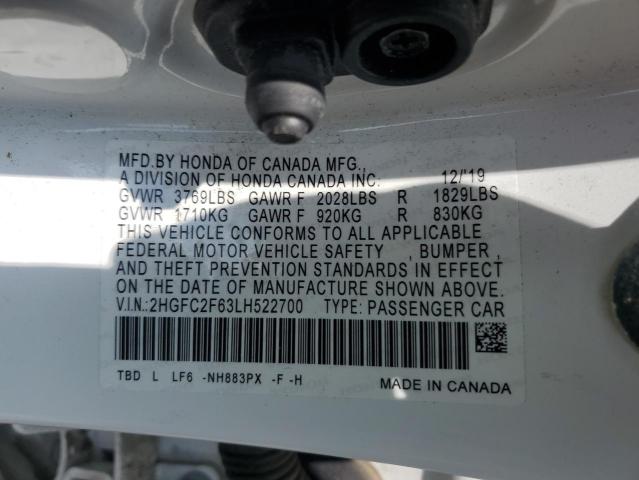 2020 HONDA CIVIC LX 2HGFC2F63LH522700