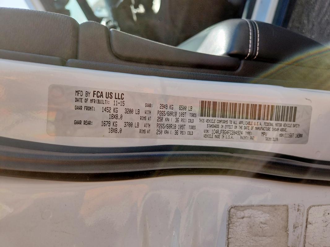 2015 JEEP GRAND CHER - 1C4RJFBG4FC204924