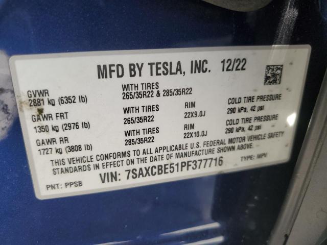2023 TESLA MODEL X 7SAXCBE51PF377716