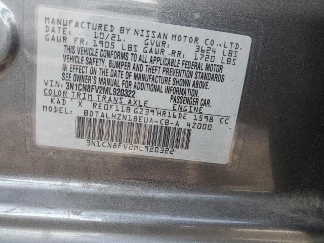 2021 NISSAN VERSA SR 3N1CN8FV2ML920322