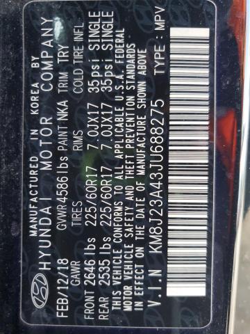 2018 HYUNDAI TUCSON SE KM8J23A43JU688275