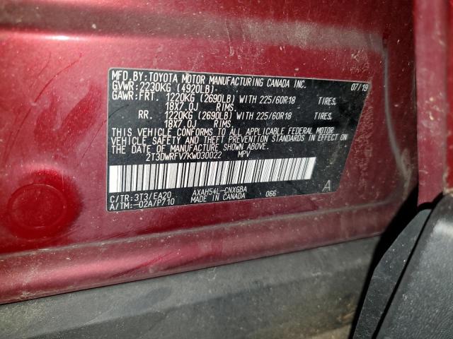 2019 TOYOTA RAV4 LIMIT - 2T3DWRFV7KW030022