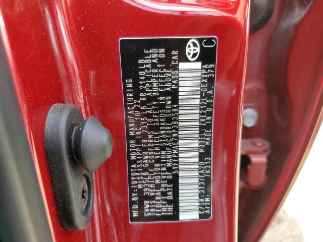2022 TOYOTA COROLLA XL 5YFFPMAE7NP383584