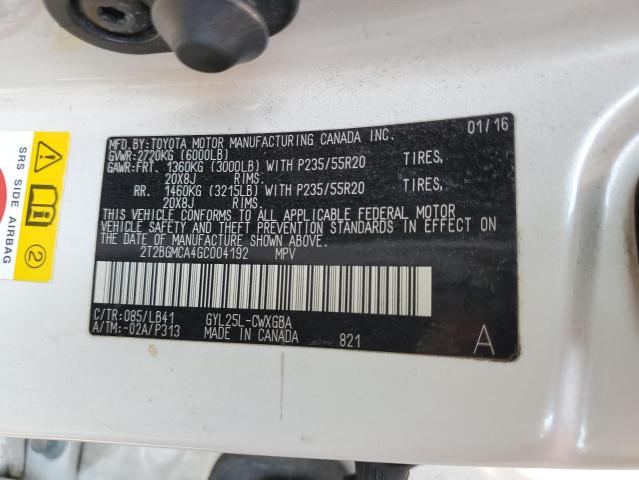 2016 LEXUS RX 450H BA 2T2BGMCA4GC004192