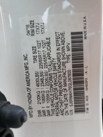 2016 HONDA CR-V EXL - 5J6RM4H76GL067600