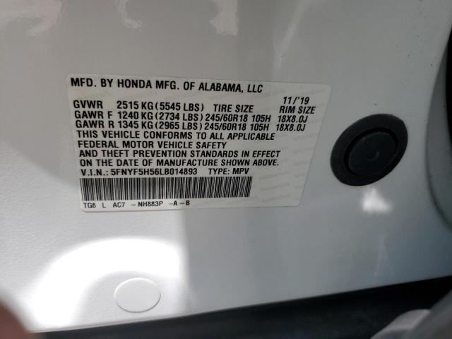 2020 HONDA PILOT EXL 5FNYF5H56LB014893