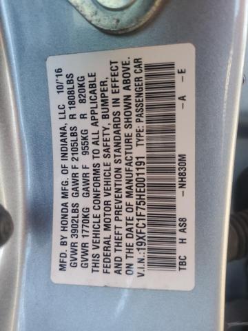 2017 HONDA CIVIC EXL - 19XFC1F75HE001191