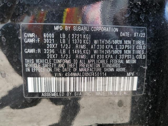 2022 SUBARU ASCENT LIM 4S4WMALDXN3450114