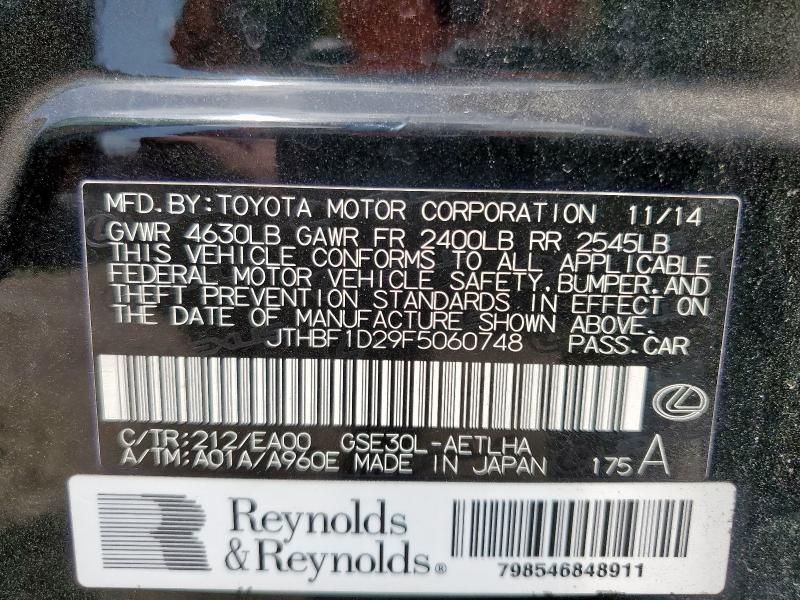 2015 LEXUS IS 250 JTHBF1D29F5060748