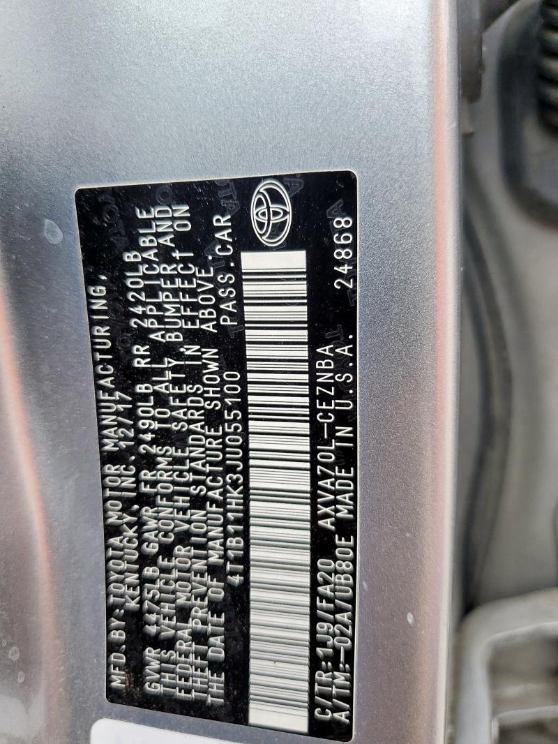 2018 TOYOTA CAMRY L - 4T1B11HK3JU055100