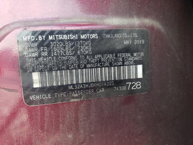 2019 MITSUBISHI MIRAGE ES ML32A3HJ6KH014223