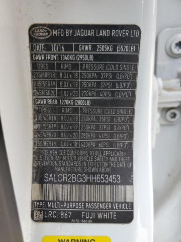 2017 LAND ROVER DISCOVERY - SALCR2BG3HH653453