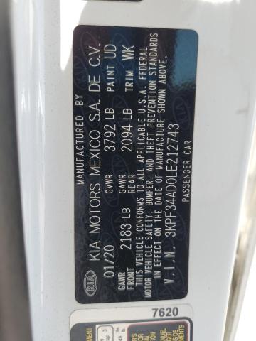 2020 KIA FORTE GT L 3KPF34AD0LE212743