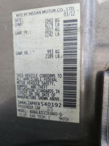 2012 NISSAN ALTIMA - 1N4AL2AP4CN540192