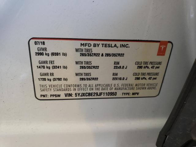 2018 TESLA MODEL X - 5YJXCBE29JF110950