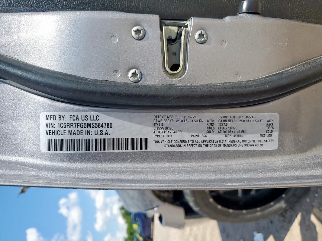 2021 RAM 1500 CLASS 1C6RR7FG5MS584780