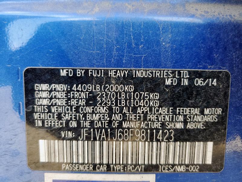 2015 SUBARU WRX LIMITE - JF1VA1J68F9811423