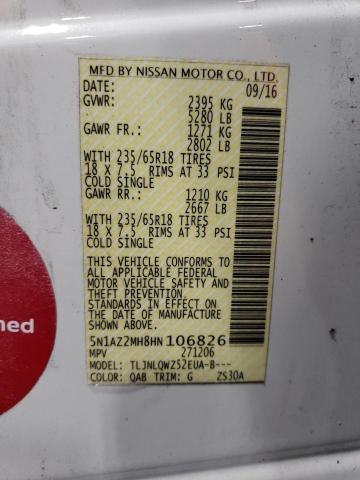 2017 NISSAN MURANO S 5N1AZ2MH8HN106826