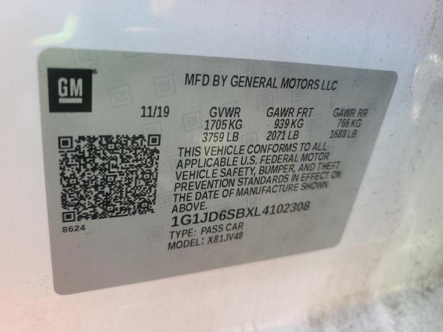 2020 CHEVROLET SONIC LT 1G1JD6SBXL4102308